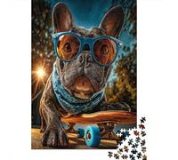 Rompecabezas para Adultos De 1000 Piezas Cool Dog on Skateboard Rompecabezas para Adolescentes Juego De Ingenio Decoración del Hogar Actividades Divertidas En Casa, 38x26cm/1000pcs