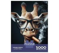 Rompecabezas para Adultos De 1000 Piezas Cool Giraffe with Cigar Rompecabezas Antiestrés Juguetes Divertidos Y Humorísticos Actividades Divertidas En Casa, 52x38cm/1000pcs