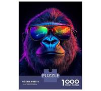 Rompecabezas para Adultos De 1000 Piezas Cool Gorilla with Sunglasses Rompecabezas para Adolescentes Juego Familiar Carrera De Velocidad Manual Cumpleaños 52x38cm/1000pcs