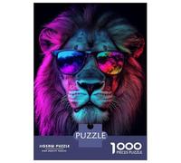 Rompecabezas para Adultos De 1000 Piezas Cool Lion with Sunglasses Rompecabezas para Adultos Juego Práctico Análisis Y Lógica Cumpleaños Y Navidad 38x26cm/1000pcs