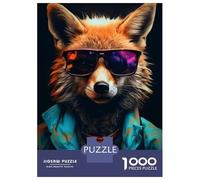Rompecabezas para Adultos De 1000 Piezas Cool Sunglasses Red Fox Rompecabezas para Adultos Juguete Decoración De Pared Corte De Precisión 52x38cm/1000pcs