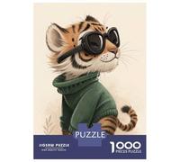 Rompecabezas para Adultos De 1000 Piezas Cool Tiger Cub with Sunglasses Rompecabezas para Adultos Juego De Ingenio Patrón De Ensamblaje Regalos para Amigos Y Familiares 70x50cm/1000pcs