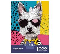 Rompecabezas para Adultos De 1000 Piezas Cool Westie Dog Pop Art Rompecabezas para Adultos Juguete Decoración De Pared Mejora La Memoria Cumpleaños 70x50cm/1000pcs