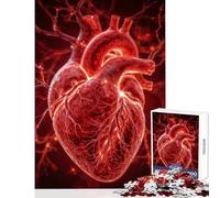 Rompecabezas para Adultos de 1000 Piezas: Corazón anatómico con Venas y arterias Juguete Educativo Regalo de cumpleaños Juego práctico desafiante para completar Tamaño: 38x26cm