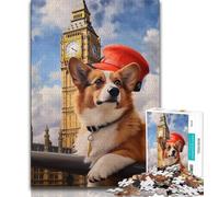Rompecabezas para Adultos de 1000 Piezas Corgi bajo el Big Ben, Ayuda al Cerebro a ejercitar, Juguetes adictivos para Cultivar la Paciencia, decoración, 38x26cm