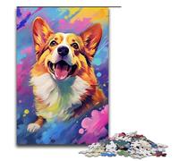 Rompecabezas para Adultos de 1000 Piezas Corgi en un cráter rodeado de Salpicaduras Lote de Juguetes de Rompecabezas para decoración del hogar Toda la Familia 75 x 50 cm
