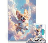 Rompecabezas para Adultos de 1000 Piezas Corgi galés con alas de ángel Juego Imposible Ideal para Pasar el rato en casa cumpleaños y Navidad 38x52cm