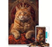 Rompecabezas para Adultos de 1000 Piezas Corona de Reina Gata,Trono,Ajuste, Arte,lógica,Juguete Divertido,Tiempo de Descanso,Juego,Regalo de cumpleaños,pasatiempo (50x75cm)