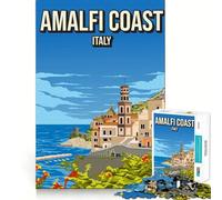 Rompecabezas para Adultos de 1000 Piezas Costa Amalfitana Italia Póster de Viaje Vintage Arte de Corte preciso Juego de Habilidad Mental Tiempo de Juego Relajante Regalo de Arte navideño (38x26cm)