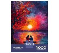 Rompecabezas para Adultos De 1000 Piezas Couple Sunset Painting Rompecabezas Juego De Ingenio Aliviador del Estrés Difícil Y Desafiante 52x38cm/1000pcs