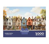 Rompecabezas para Adultos De 1000 Piezas Cozy Row Houses for Sale Rompecabezas para Adultos Juego De Ingenio para La Diversión Familiar Actividades Divertidas En Casa, 52x38cm/1000pcs