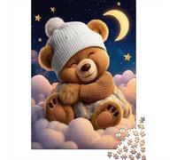 Rompecabezas para Adultos De 1000 Piezas Cozy Teddy Bear Night Sky Rompecabezas para Adultos Juegos Relajantes Decoración De Pared Cumpleaños Y Navidad 38x26cm/1000pcs