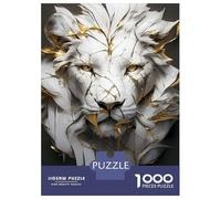Rompecabezas para Adultos De 1000 Piezas Cracked White Lion Sculpture with Gold Accents Rompecabezas para Adultos Juegos Relajantes Decoración Perfecta Regalos para Reducir El Estrés 52x38cm/1000pcs