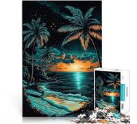 Rompecabezas para Adultos de 1000 Piezas Crayón para rascar en la Playa con Puesta de Sol Tropical Montaje de Patrones Una Obra de Arte 75x50cm