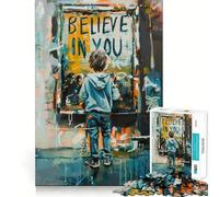 Rompecabezas para Adultos de 1000 Piezas Cree en ti Mismo Borde Juega con Inteligencia Regalo Juego de Ocio navideño Arte (50x75cm)