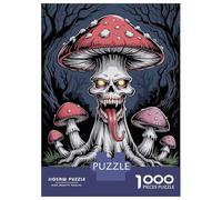 Rompecabezas para Adultos De 1000 Piezas Creepy Mushroom Skull in Dark Forest Rompecabezas para Adultos Juego Práctico Corte De Precisión 70x50cm/1000pcs