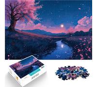 Rompecabezas para Adultos de 1000 Piezas Crepúsculo de Cereza Juguetes educativos de Aprendizaje con póster a Juego y Hoja de Trivia 38x26cm