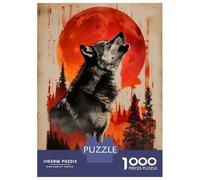 Rompecabezas para Adultos De 1000 Piezas Crimson Moon Wolf Call Rompecabezas para Adultos Juguetes Antiestrés Carrera De Velocidad Manual Actividades Divertidas En Casa 52x38cm/1000pcs