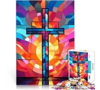 Rompecabezas para Adultos de 1000 Piezas Cruz de Jesucristo de Cristal desafío Educativo con Piezas de Formas aleatorias Que se entrelazan Completamente 38x26cm