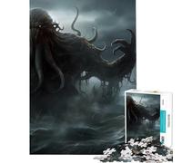 Rompecabezas para Adultos de 1000 Piezas Cthulhu Rey de los Monstruos Juegos Divertidos y adictivos para Cultivar la Paciencia Excelentes Regalos y Juguetes para la decoración del hogar (50x75cm)