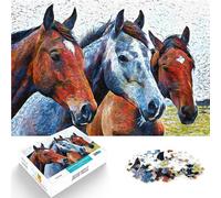 Rompecabezas para Adultos de 1000 Piezas Cuadro Trío de Caballos Juguete Educativo de Aprendizaje Mejorar el Amor Entre Parejas 52x38cm