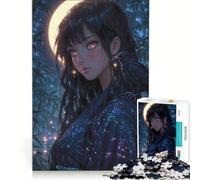 Rompecabezas para Adultos de 1000 Piezas Cuervo a la luz de la Luna misticismo Oriental Juegos relajantes Mejora la Memoria cumpleaños y Navidad 38x52cm