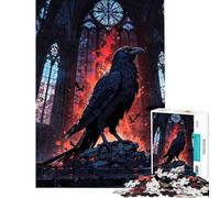 Rompecabezas para Adultos de 1000 Piezas Cuervo en una Catedral gótica con Fuego Juego Educativo desafío Juguete Juegos Familiares desafío difícil Ideas para Regalos (tamaño 50x75cm)