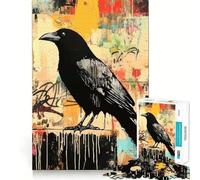 Rompecabezas para Adultos de 1000 Piezas Cuervo Negro sobre Fondo Abstracto Diseño de Corte preciso Divertido,Actividad Mental Inteligente,Tiempo de Ocio entretenido,Regalo Ideal o aficiones