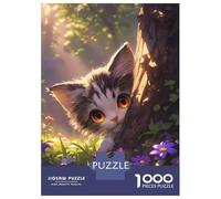 Rompecabezas para Adultos De 1000 Piezas Cute Anime Kitten in Wildflowers Meadow Rompecabezas para Adultos Juego De Ingenio Difícil Oferta Difícil como Regalo para Toda La Familia 38x26cm/1000pcs