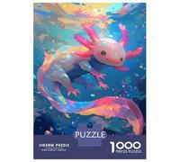 Rompecabezas para Adultos De 1000 Piezas Cute Axolotl Underwater - Pink Axolotl Rompecabezas para Adultos Juguetes Antiestrés Decoración del Hogar Juego Desafiante Regalos 52x38cm/1000pcs