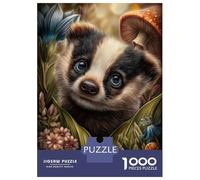 Rompecabezas para Adultos De 1000 Piezas Cute Badger in Flowers Rompecabezas para Adultos Juegos Familiares Decoración Perfecta Cumpleaños Y Navidad 70x50cm/1000pcs