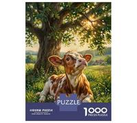 Rompecabezas para Adultos De 1000 Piezas Cute Calf in A Sunny Meadow Rompecabezas Juego De Ingenio Aliviador del Estrés Difícil Y Desafiante 70x50cm/1000pcs