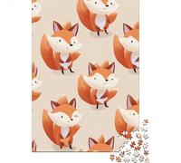 Rompecabezas para Adultos De 1000 Piezas Cute Cartoon Fox Pattern Rompecabezas Práctico Juego Regalo De Cumpleaños Cumpleaños Y Navidad 70x50cm/1000pcs