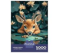 Rompecabezas para Adultos De 1000 Piezas Cute Deer and Frogs in Pond Rompecabezas para Adultos Juego De Ingenio Regalo De Cumpleaños Desafío Educativo 38x26cm/1000pcs