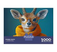 Rompecabezas para Adultos De 1000 Piezas Cute Deer in Glasses Rompecabezas para Adultos Juegos Familiares Decoración Perfecta Cumpleaños Y Navidad 52x38cm/1000pcs