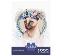 Rompecabezas para Adultos De 1000 Piezas Cute Floral Siamese Cat Rompecabezas para Adolescentes Juego Práctico Desafío Difícil Juego Desafiante Regalos 70x50cm/1000pcs