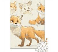 Rompecabezas para Adultos De 1000 Piezas Cute Fox Character Design Rompecabezas para Adultos Juguetes Antiestrés Decoración Perfecta Cumpleaños Y Navidad 38x26cm/1000pcs