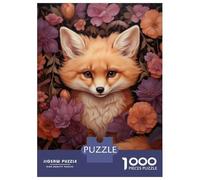Rompecabezas para Adultos De 1000 Piezas Cute Fox in Fall Flowers Rompecabezas Juego De Ingenio Aliviador del Estrés Difícil Y Desafiante 52x38cm/1000pcs