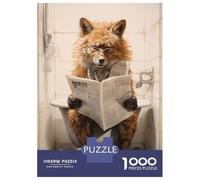 Rompecabezas para Adultos De 1000 Piezas Cute Fox on Toilet Rompecabezas para Adultos Juego De Ingenio Regalos para Mujeres 38x26cm/1000pcs