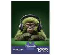 Rompecabezas para Adultos De 1000 Piezas Cute Headphones Monkey Rompecabezas Juego De Ingenio Aliviador del Estrés Difícil Y Desafiante 70x50cm/1000pcs