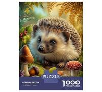 Rompecabezas para Adultos De 1000 Piezas Cute Hedgehog in Autumn Forest Scene Rompecabezas para Adultos Juegos Relajantes Decoración del Hogar Desafío Educativo 38x26cm/1000pcs