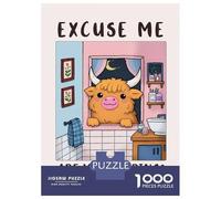 Rompecabezas para Adultos De 1000 Piezas Cute Highland Cow in Bathroom Rompecabezas para Adultos Juegos Familiares Montaje De Patrones Cumpleaños Y Navidad 38x26cm/1000pcs