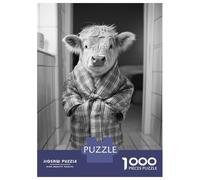 Rompecabezas para Adultos De 1000 Piezas Cute Highland Cow in Robe Funny Bathroom Poster Rompecabezas para Adultos Juegos Relajantes Mejora La Memoria para Cumpleaños, Navidad 70x50cm/1000pcs