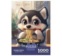 Rompecabezas para Adultos De 1000 Piezas Cute Husky Eating Noodles Rompecabezas para Adultos Juego De Ingenio Análisis Y Lógica Cumpleaños Y Navidad 52x38cm/1000pcs
