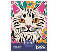 Rompecabezas para Adultos De 1000 Piezas Cute Kitty in Flowers Rompecabezas Antiestrés Juguetes Divertidos Y Humorísticos Actividades Divertidas En Casa, 38x26cm/1000pcs