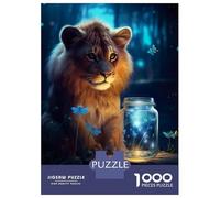 Rompecabezas para Adultos De 1000 Piezas Cute Lion Luminous Glow Rompecabezas Antiestrés Juguetes Divertidos Y Humorísticos Actividades Divertidas En Casa, 38x26cm/1000pcs