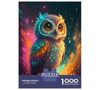 Rompecabezas para Adultos De 1000 Piezas Cute Owl with Colorful Feathers Rompecabezas para Adultos Juego De Ingenio Regalos para Mujeres 38x26cm/1000pcs