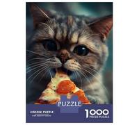 Rompecabezas para Adultos De 1000 Piezas Cute Pizza Kitty Cat Rompecabezas para Adultos Juegos Relajantes Mejora La Memoria Regalo De Cumpleaños, Regalos, 38x26cm/1000pcs
