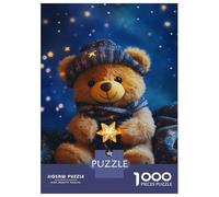 Rompecabezas para Adultos De 1000 Piezas Cute Teddy Bear with Star Light Rompecabezas para Adultos Juguete Decoración De Pared Difícil Difícil para Cumpleaños, Navidad 70x50cm/1000pcs