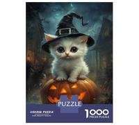 Rompecabezas para Adultos De 1000 Piezas Cute Witch Cat on Pumpkin-1 Rompecabezas para Adultos Juguetes Antiestrés Decoración del Hogar Juego Desafiante Regalos 70x50cm/1000pcs